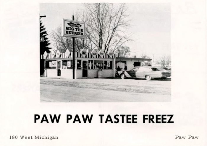 Tastee Freez Big Tee Burger (Jonesys Pizza) - Old Paw Paw High School Yearbook Ad (newer photo)